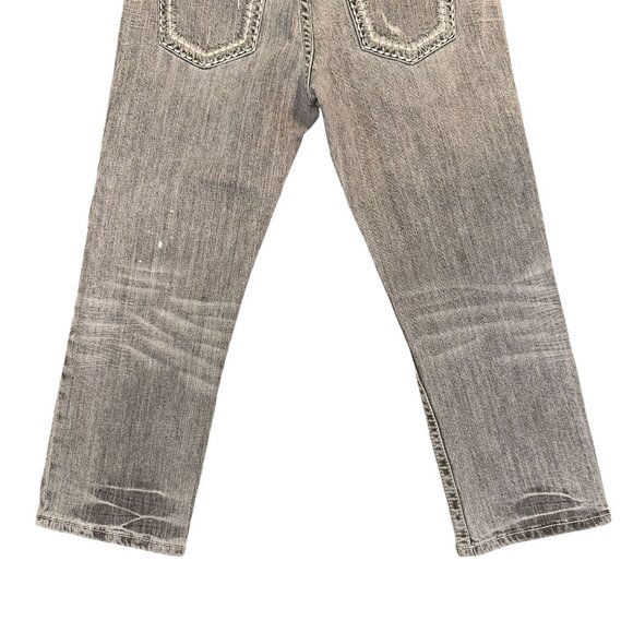 Miss Me JPB5014-5 Boyfriend Crop Womens Jeans 28 25 Gray Distressed Splatter - Picture 7 of 8